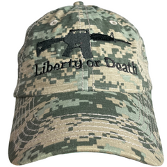 "Give me liberty, or give me death!" Liberty or death military cap hat checkered camo hat second amendment M4 