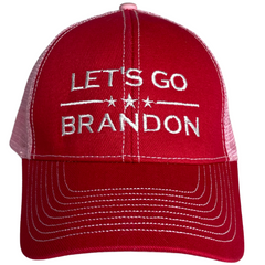 Let's go brandon trucker hat red and pink mesh funny fjb cap